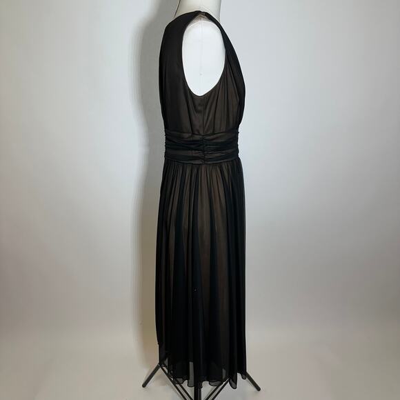 NWD Connected Apparel Black Chiffon Sleeveless Midi Dress Formal Womens Size 10 - Picture 3 of 12